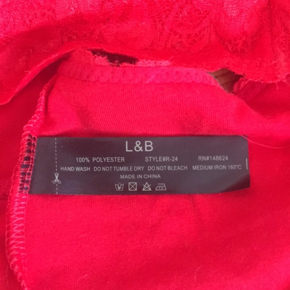 L&B Flower lace detail bralette lace back - Red - Picture 8 of 8